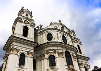 Fototapeta na wymiar Collegiate Church (Kollegienkirche) one of the most important and beautiful baroque architecture in Salzburg. Austria