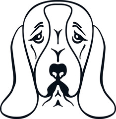 Basset hound head silhouette white