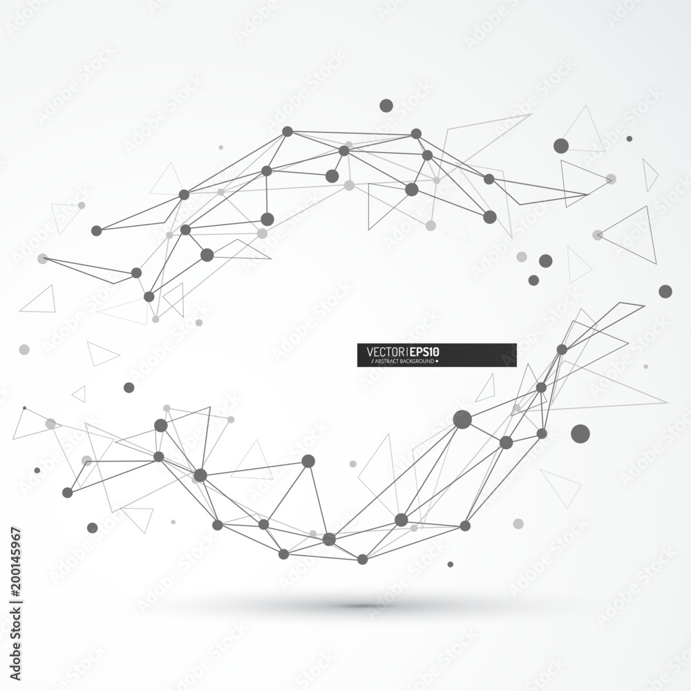 Aufkleber Abstract sphere isolated. Vector connection concept. Wireframe mesh. Digital hi-tech illustration.