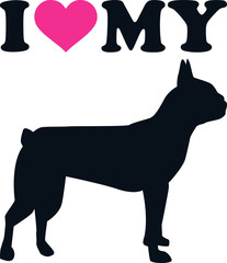 I love my boston terrier silhouette