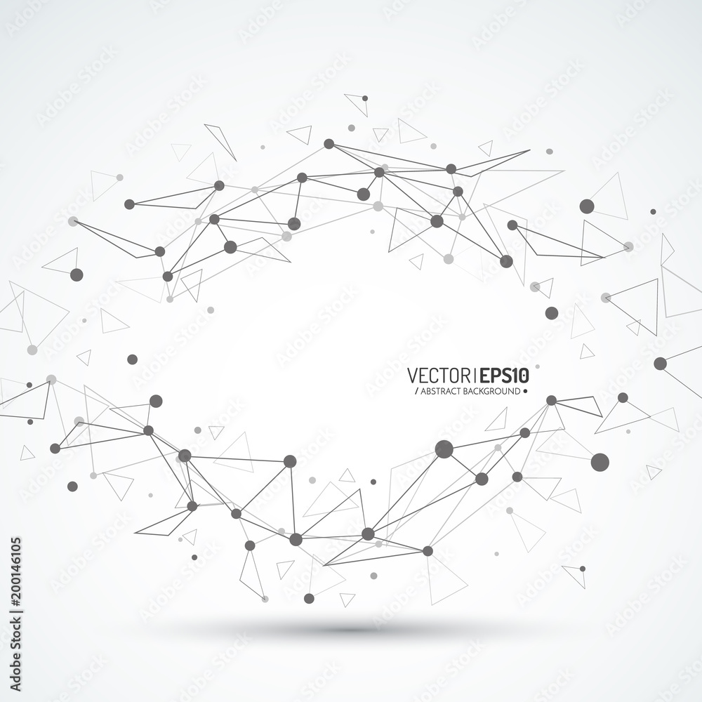 Aufkleber Wireframe vector sphere. Digital abstract background. Connection with lines and dots. Hi tech technology illiustration