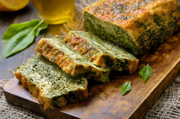 Slices of spinach bread