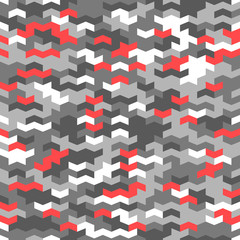 Geometric pattern with gray, red and white arrows. Geometric modern ornament. Seamless abstract background