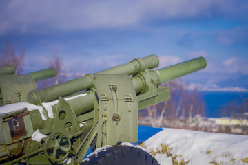 Outdoor view of antiaircraft gun in Trondheim