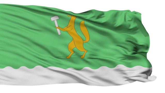 Beloretsk flag, city of Russia, realistic animation isolated on white seamless loop - 10 seconds long (alpha channel is included)