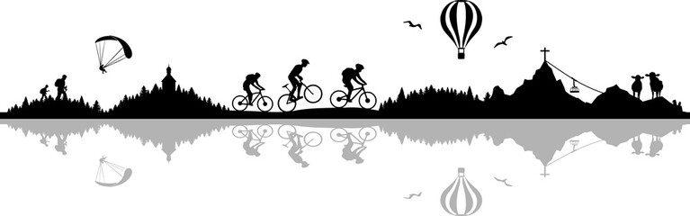 Silhouette Berge Radfahrer