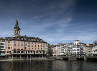 central zurich old town limmat river landmark view in switzerland
