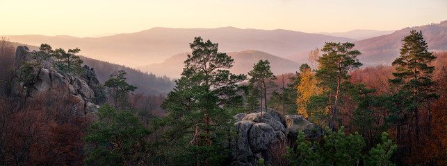 Carpathian landscape on a misty Autumn day