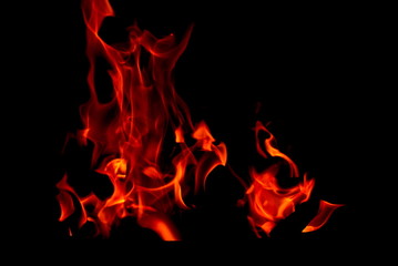 Fire flames on dark background 