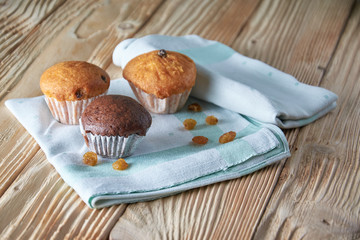 Fresh homemade delicious carrot muffins with dried fruits and nuts