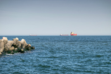Ships in Black sea in Varna, Bulgaria