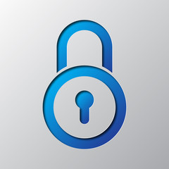 A padlock is cut from paper. Vector illustration