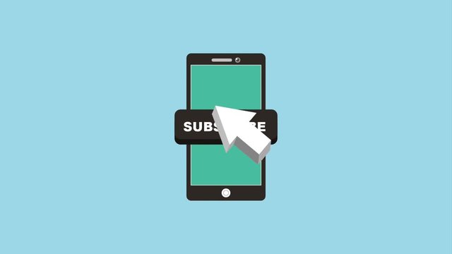 smartphone button  subscribe clicked with arrow animation hd
