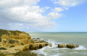 Fototapeta na wymiar Albufeira Auramar Beach coastal erosion