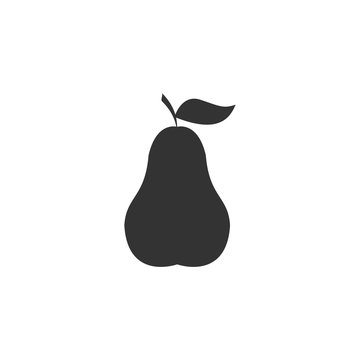 Pear icon vector. Pear silhouette sign isolated on white