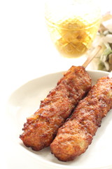 Japanese food, grilled mince chicken Tsukune 