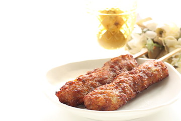 Japanese food, grilled mince chicken Tsukune 