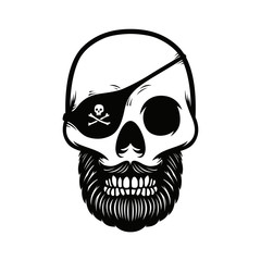 Monochrome vector illustration of pirate skull