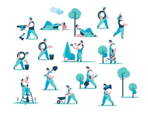 gardeners on a white background