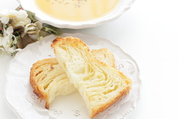 Toast pasty bread and pumpkin soup