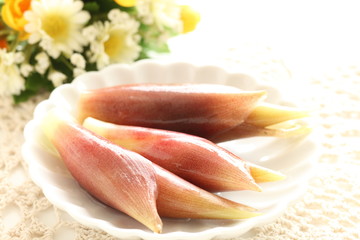 Japanese herbal vegetable, Myoga in half