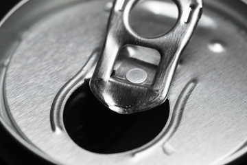 Close up of an aluminum beverage can