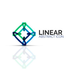 Abstract flower or star minimalistic linear icon, thin line geometric flat symbol for business icon design, abstract button or emblem