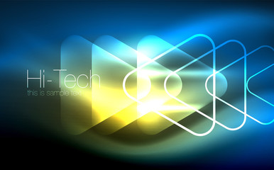 Glowing vector triangle geometric shapes in dark space