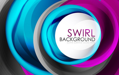 Spiral swirl flowing lines 3d vector abstract digital motion background design. Rotating concept