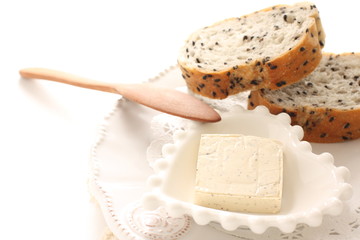 Freshness cream cheese and sesame bread
