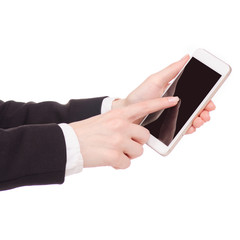 Mobile phone smartphone in hand business woman