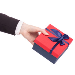 The gift box in hand woman jacket present