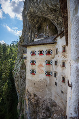 Detail of Renaissance Castle Built Inside Rocky Mountain in Predjama, Slovenia