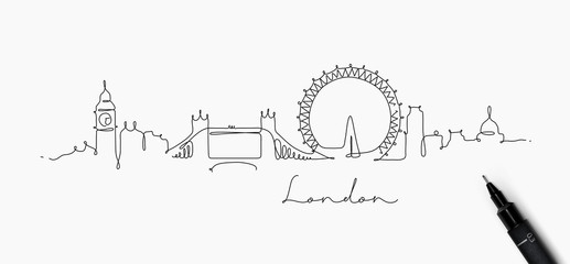 Obraz premium Linia pióra sylwetka Londynu