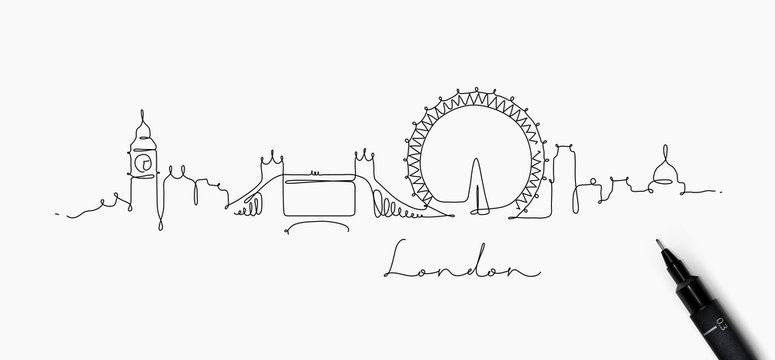 Fototapeta Pen line silhouette london