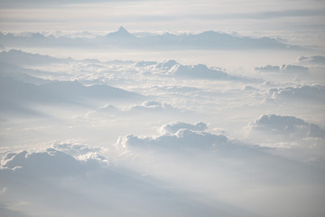 Fototapeta na wymiar Himalayas on plane at the morning.