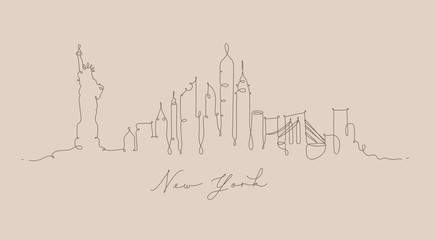 Pen line silhouette new york beige