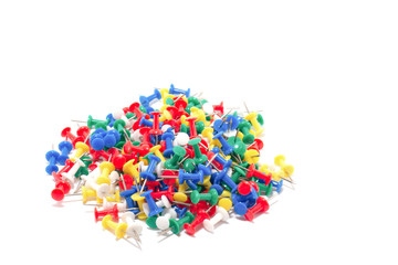 Multicolor pin on white background;