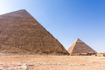Obraz na płótnie Canvas The pyramids at Giza in Egypt