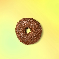 Doughnut on color background.