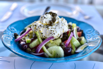 Greek Salad in Adamantas Village, Milos Island, Greece
