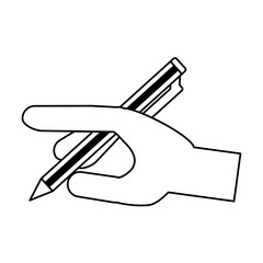 hand with pen icon over white background, vector illustration