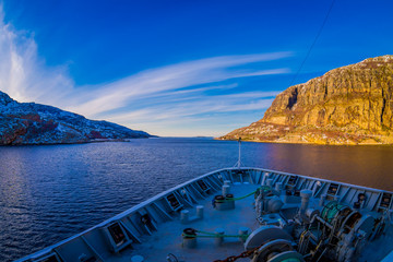 Outdoor view of hurtigruten Ship cruise, frontside