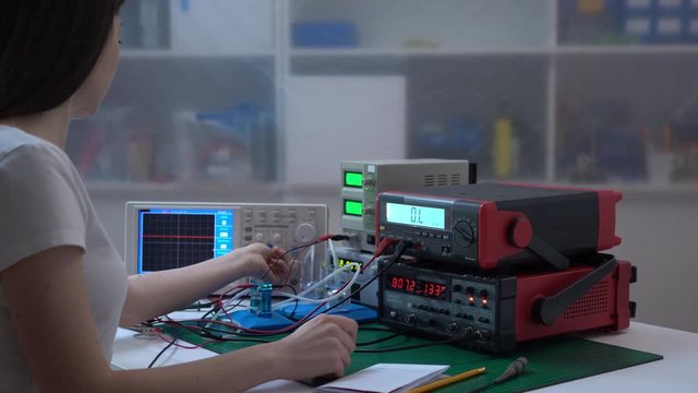 Student  girl in physics class