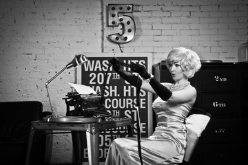 Actress in the style of Hollywood retro films
