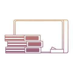 books and school chalkboard icon over white background, colorful design. vector illustration