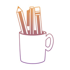pencil holder with writing tools icon over white background, colorful design. vector illustration