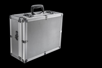 aluminum case on black background