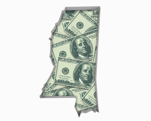 Mississippi MS Money Map Cash Economy Dollars 3d Illustration