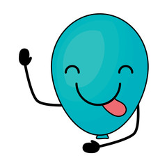Kawaii balloon showing the tongue over white background, colorful design. vector illustration